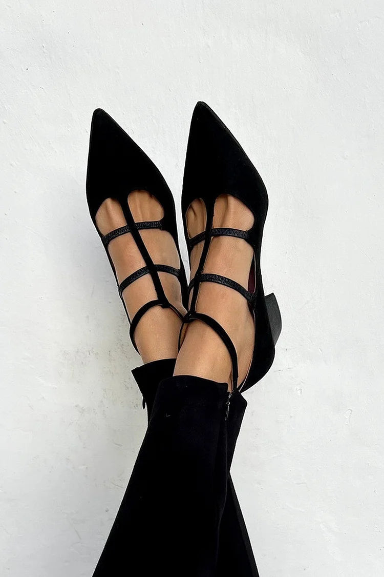 Judith - Pointed Toe Heels with Crossed Straps