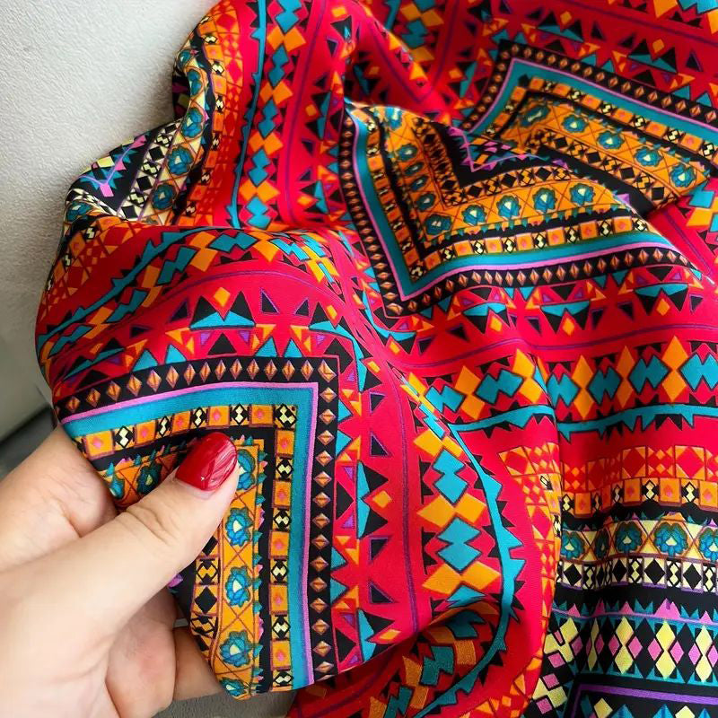 Georgiana - Vintage Scarf with Geometric Print