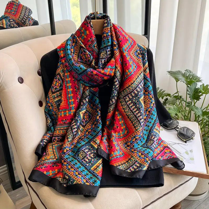 Georgiana - Vintage Scarf with Geometric Print