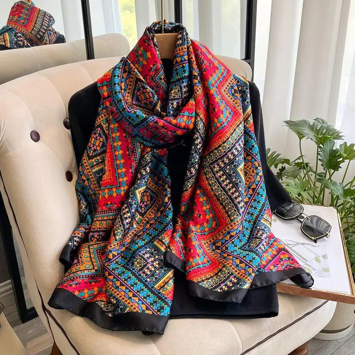 Georgiana - Vintage Scarf with Geometric Print