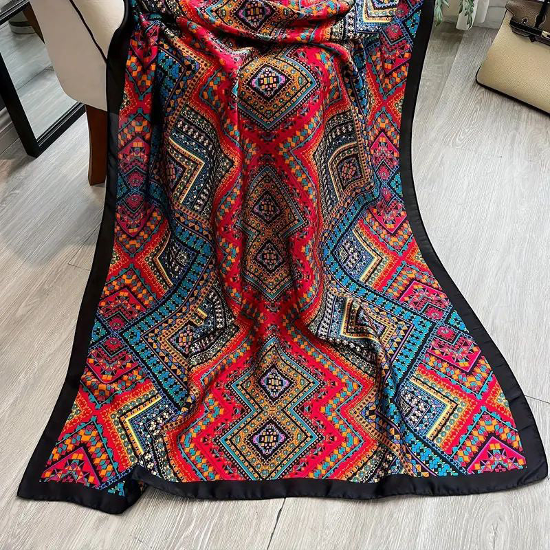 Georgiana - Vintage Scarf with Geometric Print