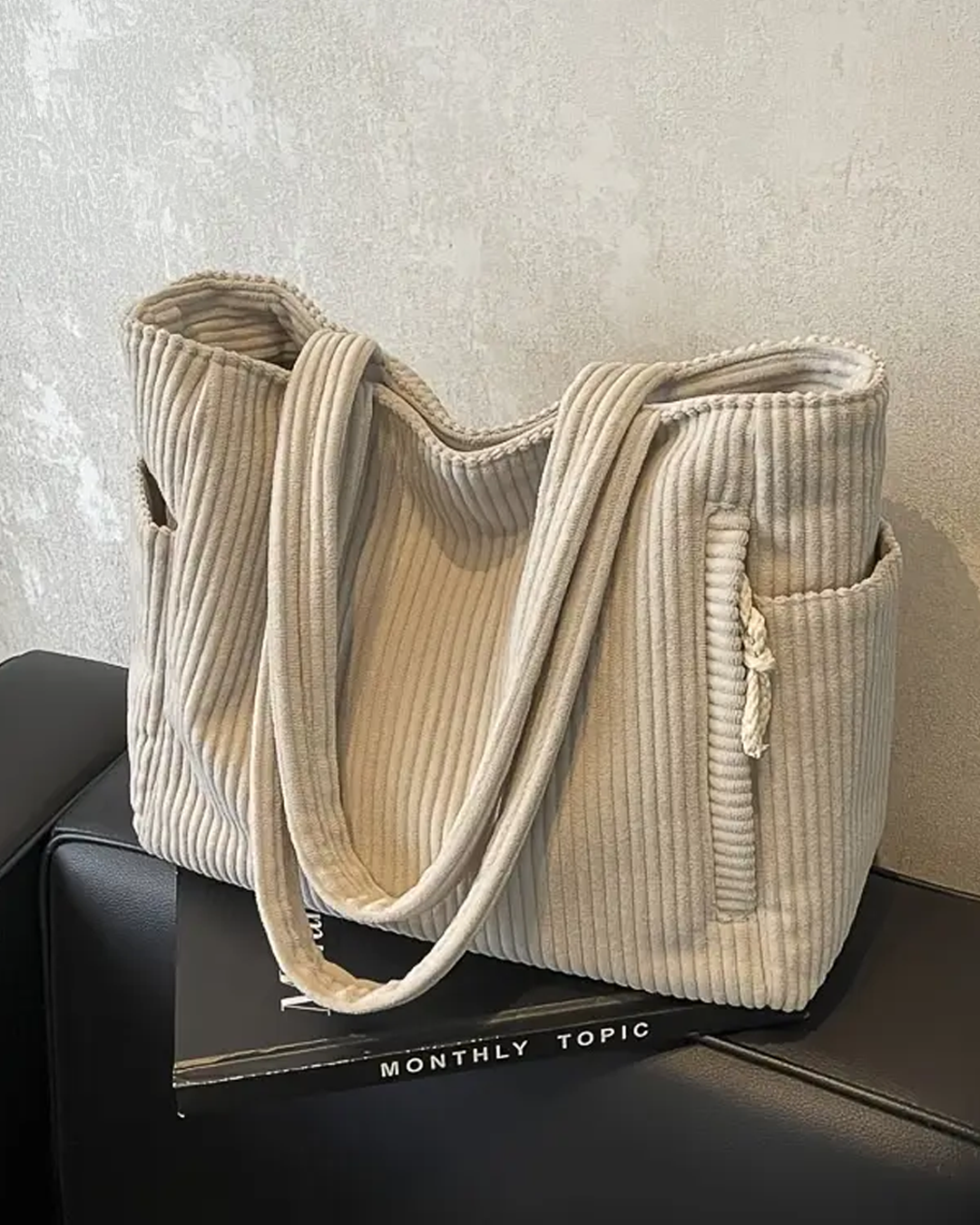 Ruby - Ribbed Bag with Two Side Pockets