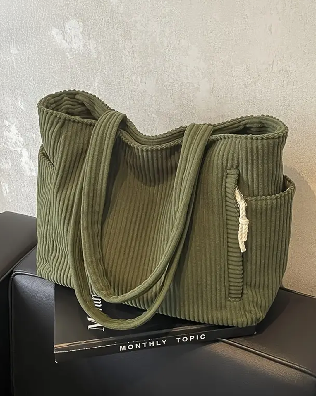 Ruby - Ribbed Bag with Two Side Pockets