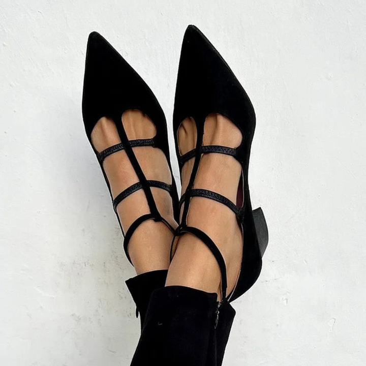 Judith - Pointed Toe Heels with Crossed Straps
