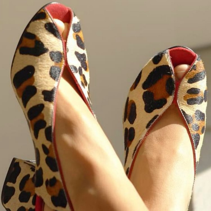 Louise - Heeled Sandals with Leopard Print