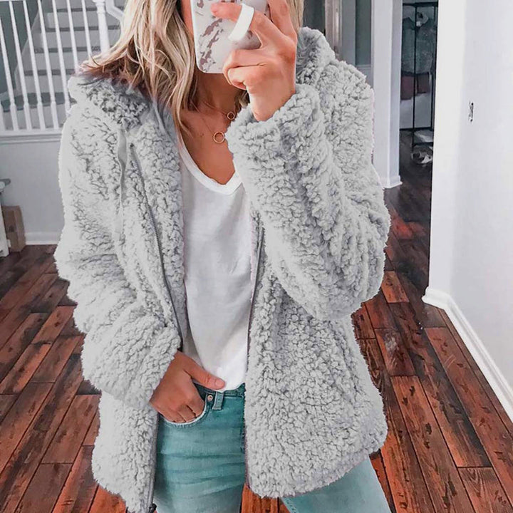Sara - Winter Lamb Wool Plush Hooded Jacket
