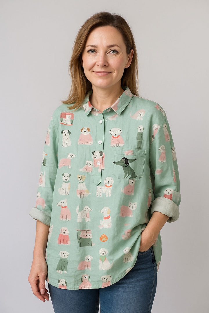 Chloe - Stylish Dog Motif Blouse