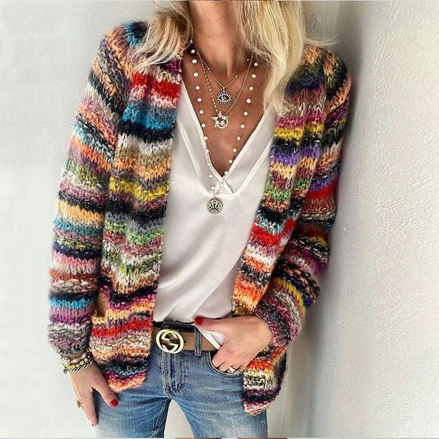 Megan - Vibrant Striped Cardigan