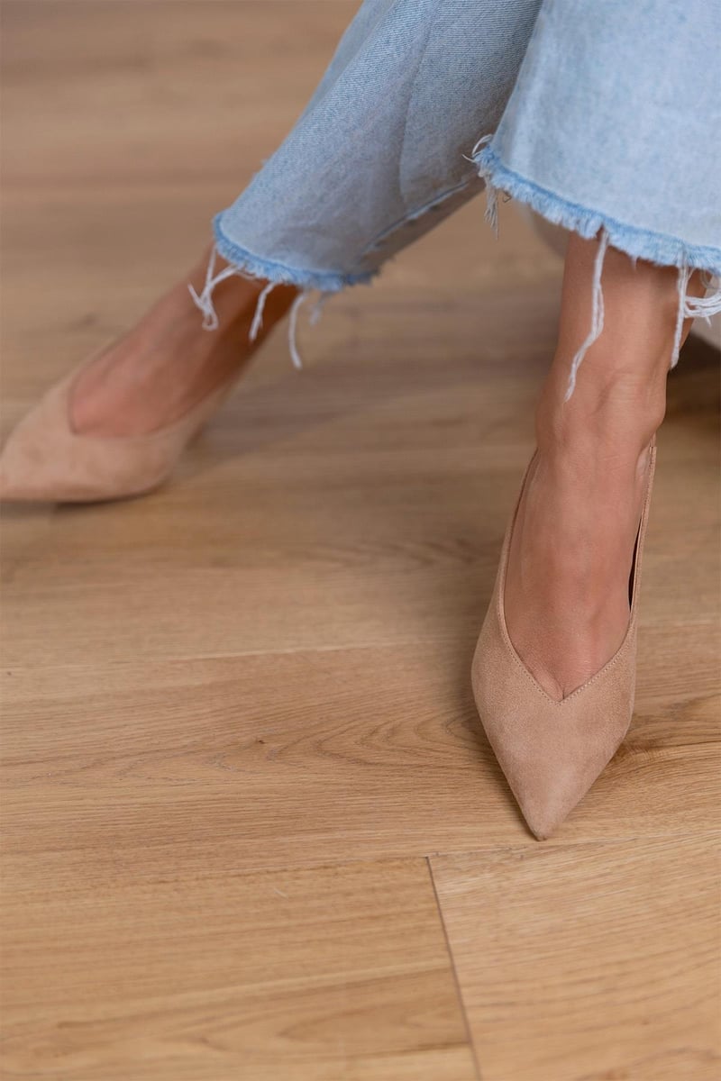Jeanine - Nude Slingback Heels