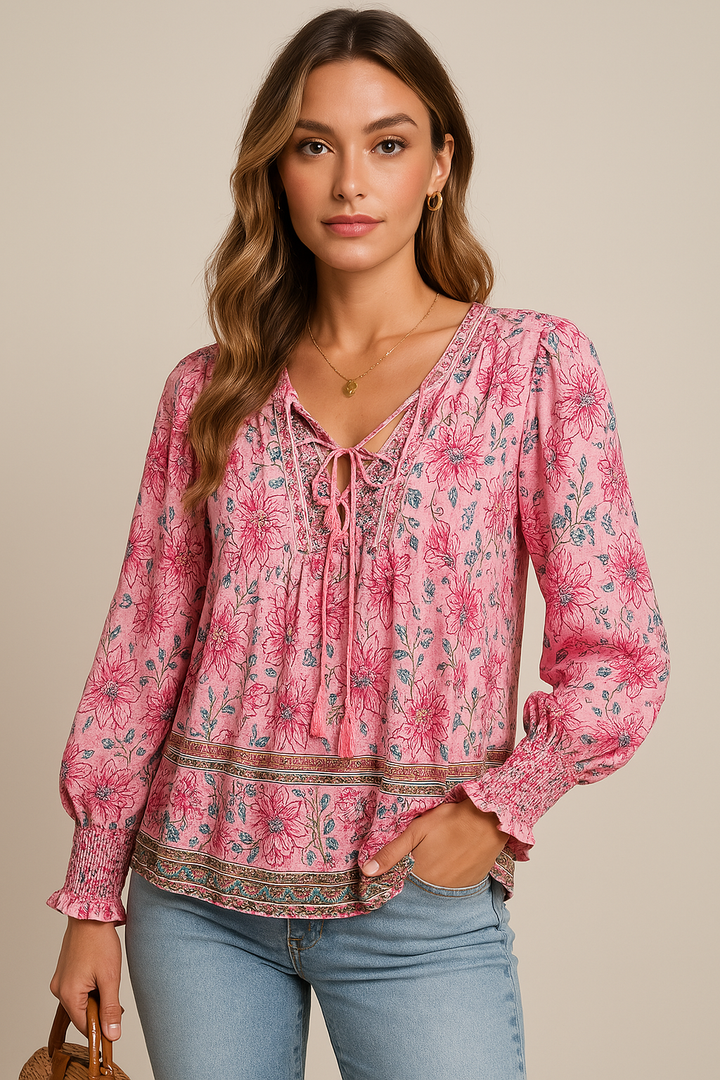 Charlotte - Floral Peasant Blouse