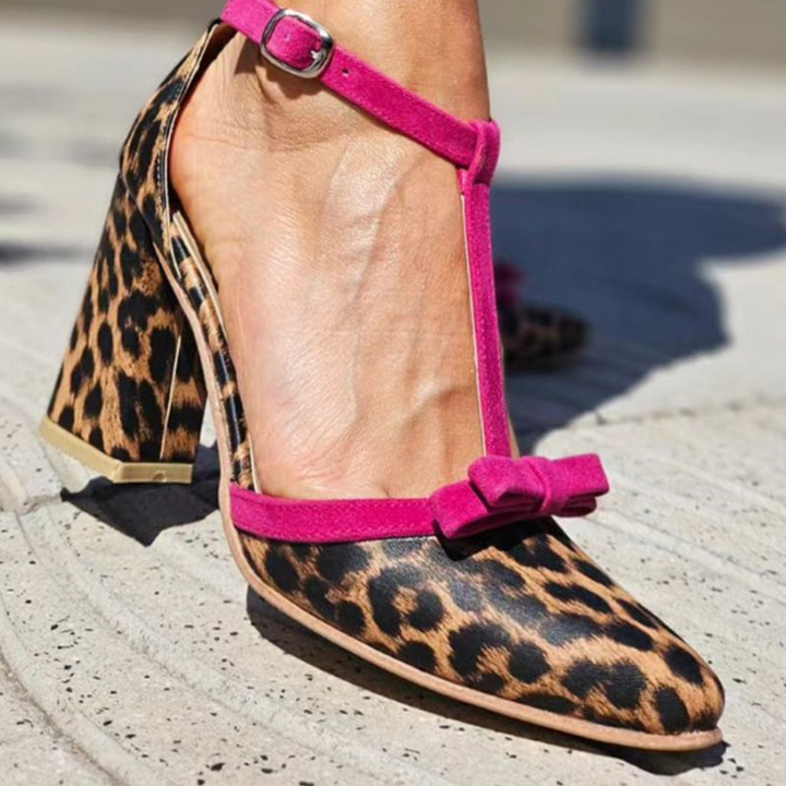 Ruth - Leopard Print Sandals With Colourful Accent