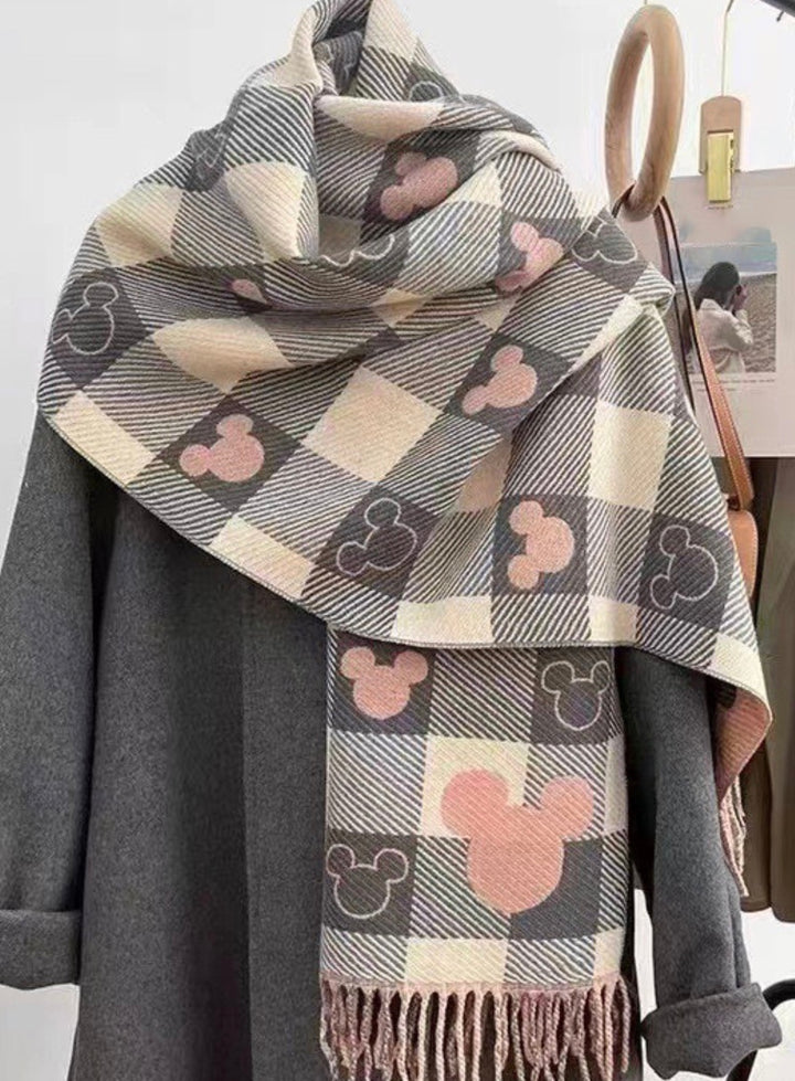 Jasmin - Comfy Warm Plaid Double Side Tassel Scarf