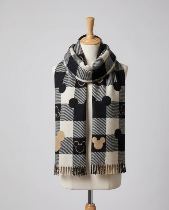 Jasmin - Comfy Warm Plaid Double Side Tassel Scarf