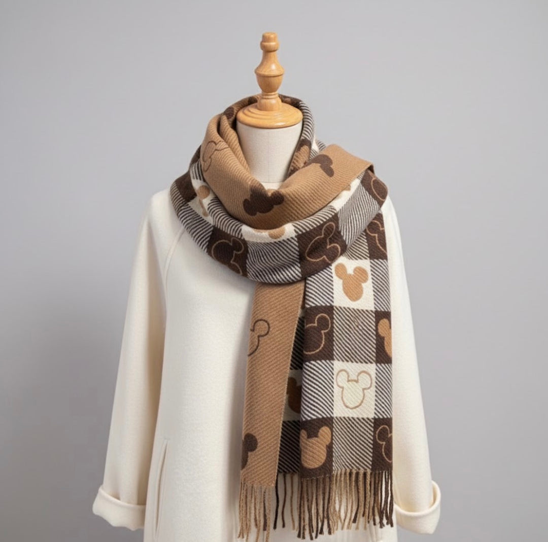 Jasmin - Comfy Warm Plaid Double Side Tassel Scarf