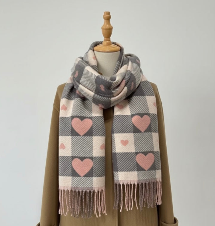 Jasmin - Comfy Warm Plaid Double Side Tassel Scarf